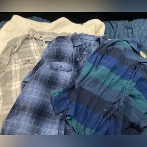 3 George Men's Blue and Green Plaid Shirt
